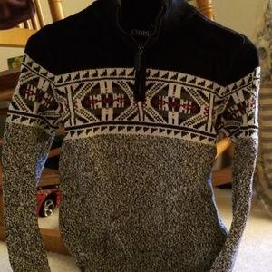 Chaps black/gray cotton sweater